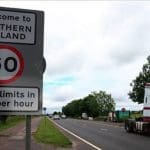 Road sign indicating travelling to Northern Ireland