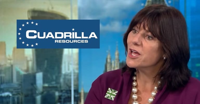 Claire Perry and the Cuadrilla logo