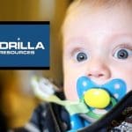 Cuadrilla logo and a shocked baby