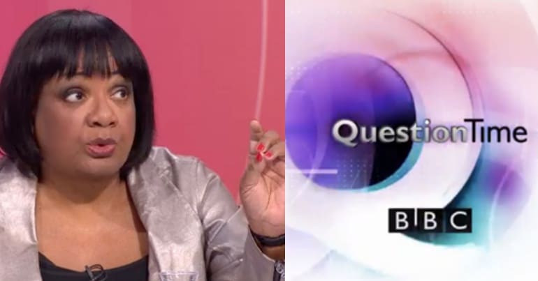 Diane Abbott and BBC Question Time logo