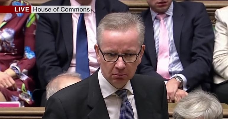 Michael Gove speaking during the no-confidence debate in parliament
