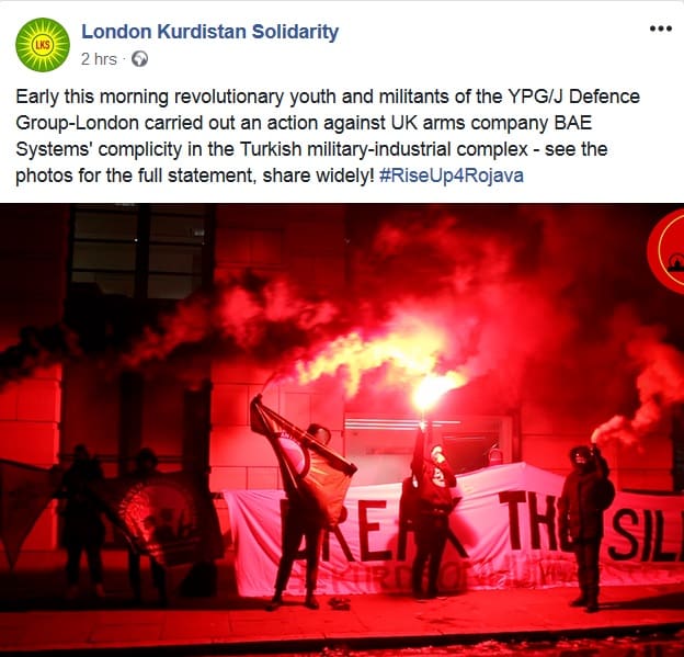 London Kurdistan outside of BAE- Rojava