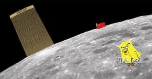 OTP image of moon with Trump skyscraper and China flag