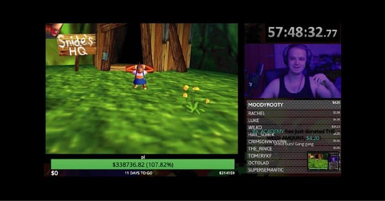 Images from live stream of Donkey Kong 64