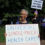 Protester supporting healthcare reform in the US.