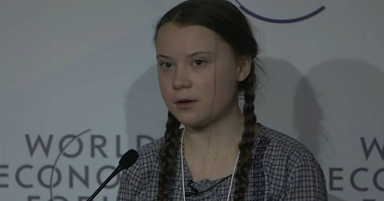 Greta Thunberg speaking at the World Economic Forum