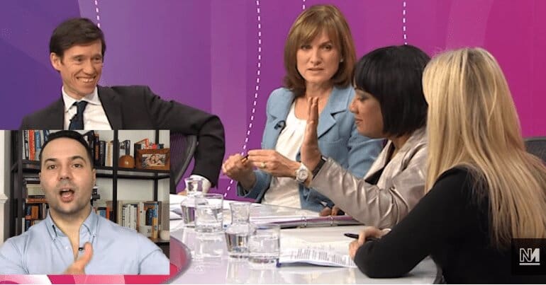 Aaron Bastani next to 17 January's Question Time panel