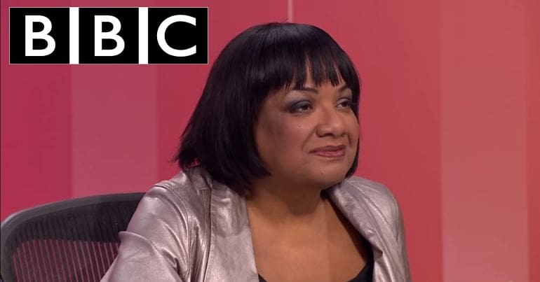 Diane Abbott and BBC logo