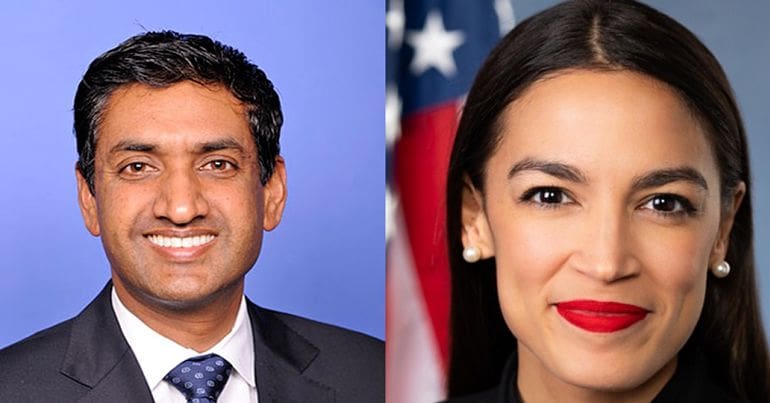 Ro Khanna, Right, AOC, left.