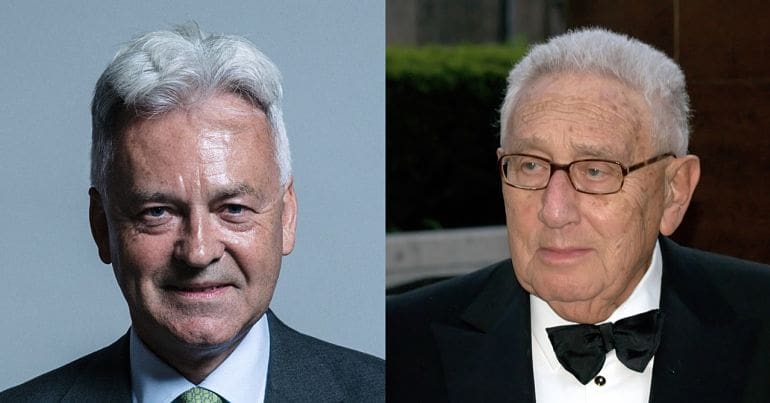Alan Duncan, right; Henry Kissinger, left
