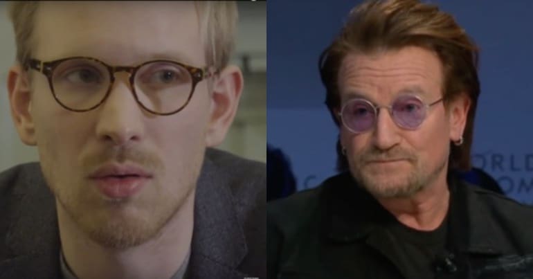 Historian Rutger Bregman and musician Bono