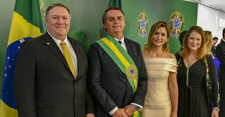 Image of Mike Pompeo and Jair Bolsonaro, January 2019