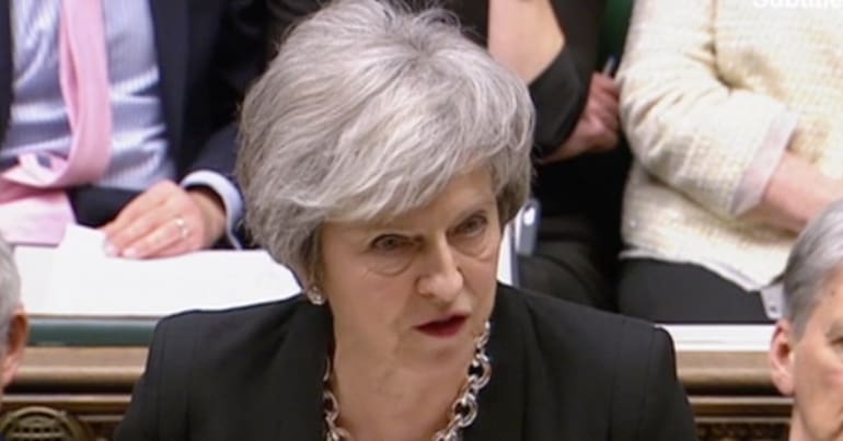 Theresa May addressing parliament