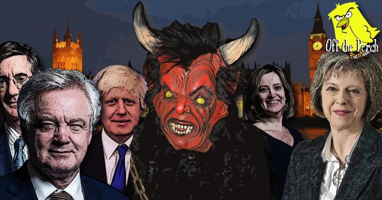 Satan surrounded by Tory MPs