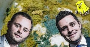 Two young Tory MPs over an image of mould
