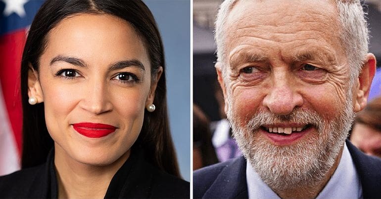 Alexandria Ocasio-Cortez and Jeremy Corbyn