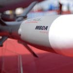 Missile exhibit at an arms fair