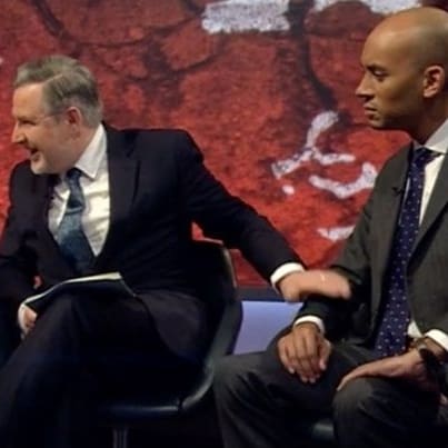 Barry Gardiner sitting next to Chuka Umunna on Newsnight
