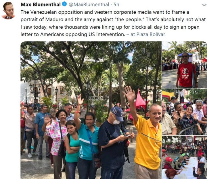 Max Blumenthal reports on contradictions with Western Reporting on Venezuela 929 x 804