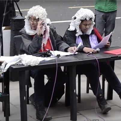 Mock trial outside the Home Office