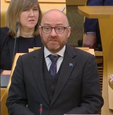 Patrick Harvie questions Nicola Sturgeon in Holyrood over Raytheon support