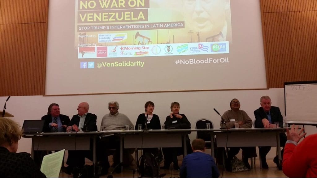 Panel of speakers Venezuela Solidarity Campaign emergency meeting 31 Jan 2019 770 x 403