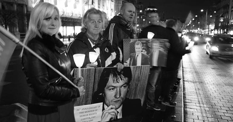 Vigil in Dublin by supporters for murdered lawyer Pat Finucane