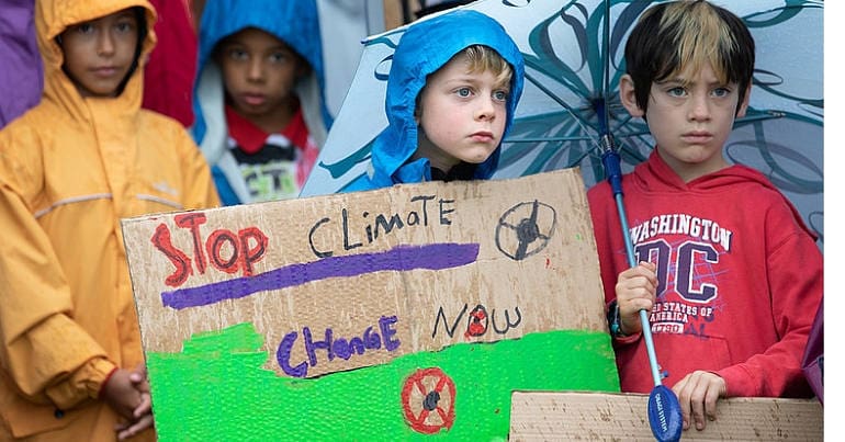 Young people at a climate strike protest