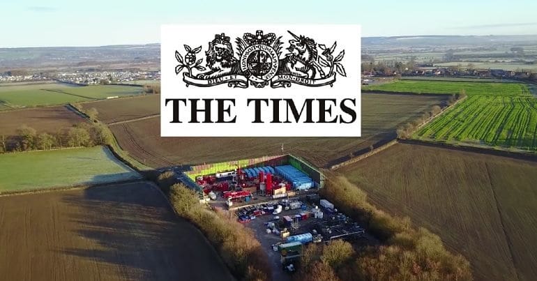 fracking site and The Times logo