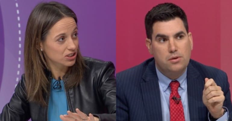 Richard Burgon and Conservative MP Helen Whately