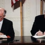 Reagan and Gorbachev sign the INF treaty in 1987