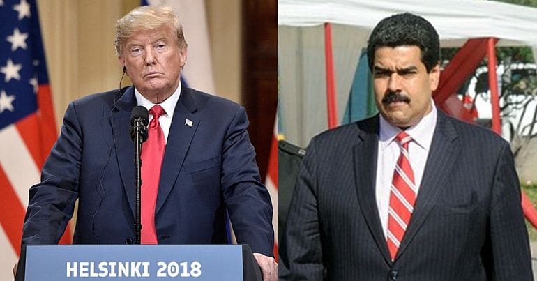 Trump, left; Maduro, right.