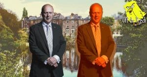 Chris Grayling besides a cutout of himself