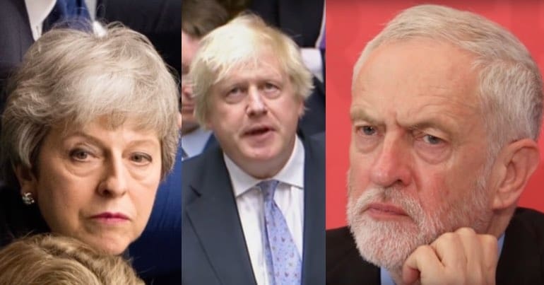 Theresa May, Boris Johnson and Jeremy Corbyn