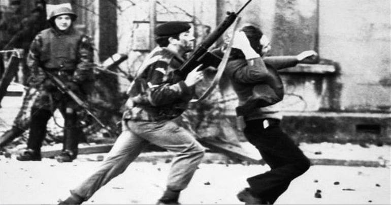 Soldier arresting protester on Bloody Sunday in derry