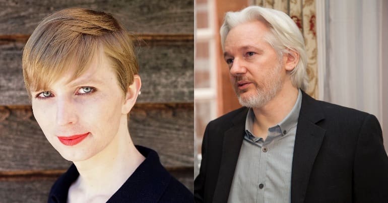 A picture of Chelsea Manning and Julian Assange