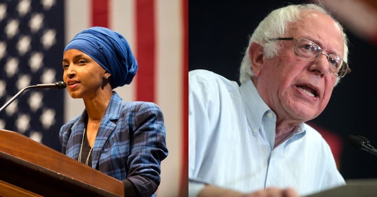 Ilhan Omar and Bernie Sanders