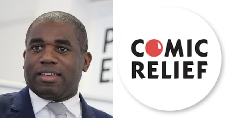 David Lammy and Comic Relief logo