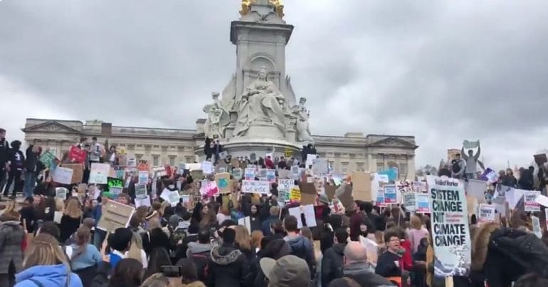 students protesting in London over the climate crisis