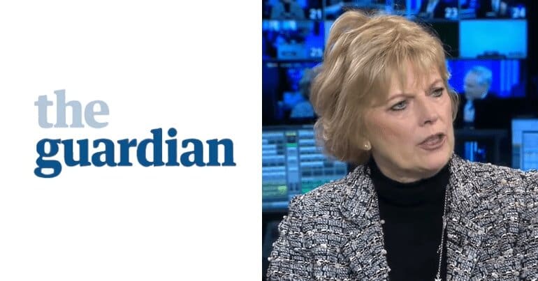 The Guardian logo and Anna Soubry