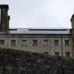 Prison behind high stone wall