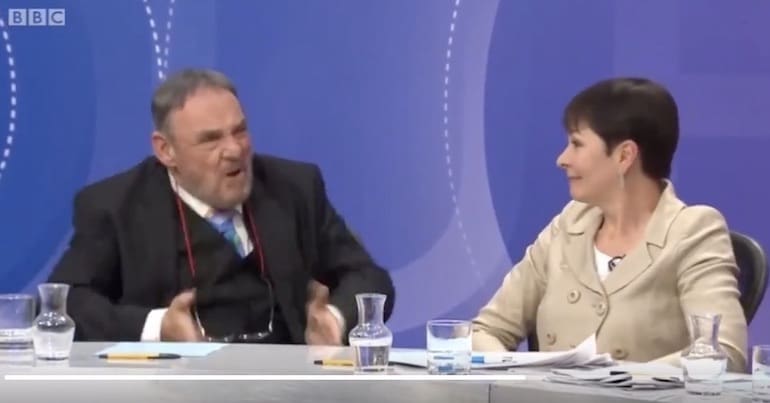 John Rhys-Davies and Caroline Lucas