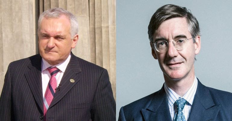 A photo of former Irish prime minister Bertie Ahern and Jacob Rees-Mogg