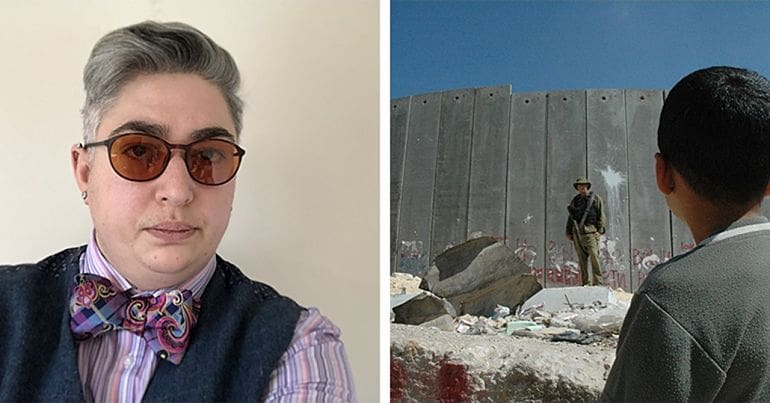 Nancy Mendoza and the wall in the West Bank