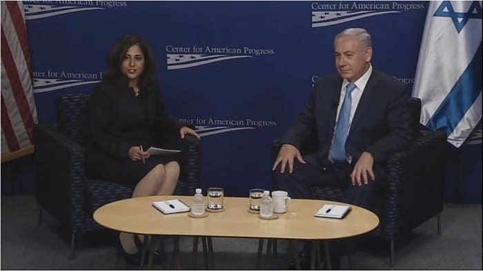 Neera Tanden and Benjamin Netanyahu 