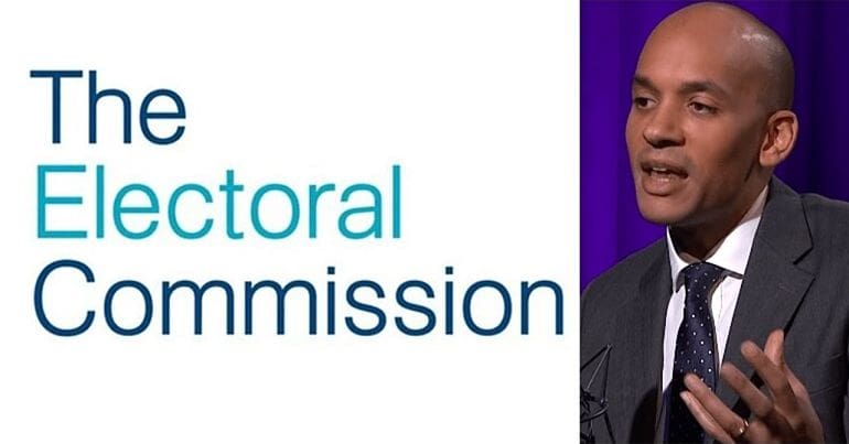 Electoral Commission logo and Chuka Umunna