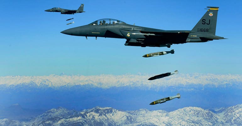 US jets dropping bombs on Afghanistan