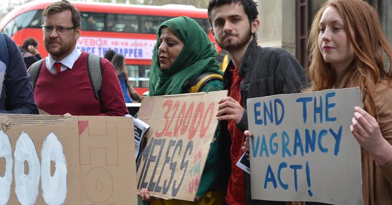 Action in solidarity with homeless people in London