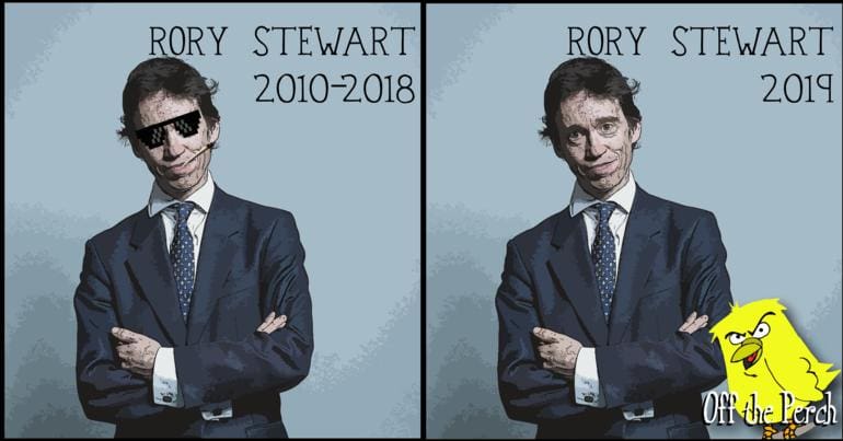 Image of Rory Stewart wearing sunglasses and smoking opium