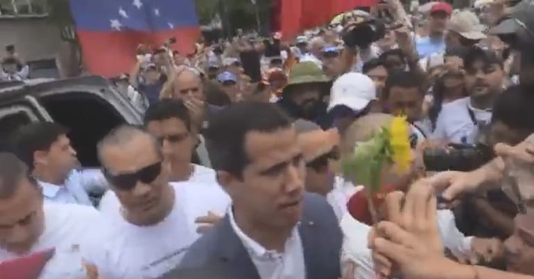 Juan Guaido arrives at rally on May 11